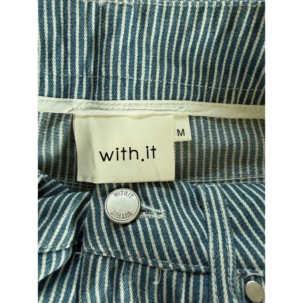 High Rise Pinstripe Wide Leg Jeans Blue White Indie Coastal Cowgirl Skater Denim